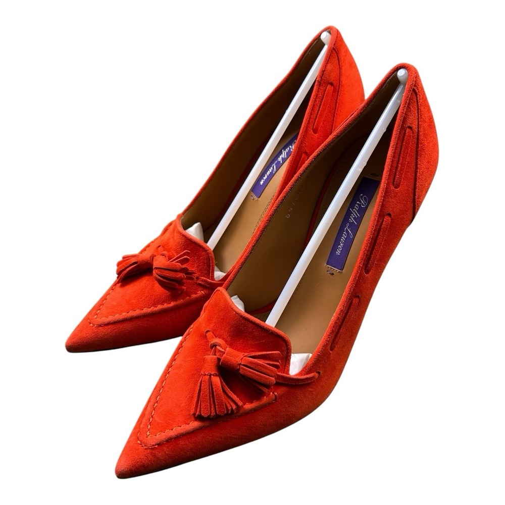 Ralph Lauren Purple Label Cenza Orange Kidsuede Women’s Heel Size 36.5B NIB